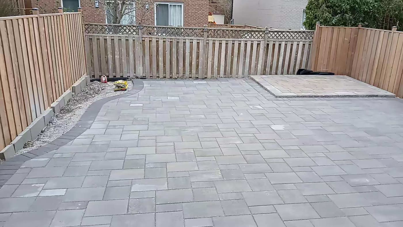 Backyard interlock patio completed